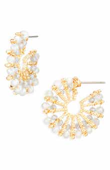 Cara Beaded Sunray Hoop Earrings