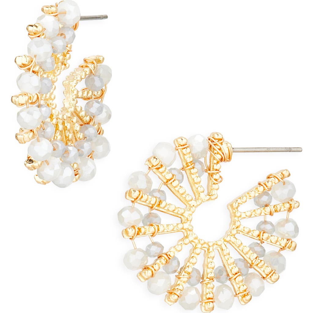 Cara Beaded Sunray Hoop Earrings In Gold