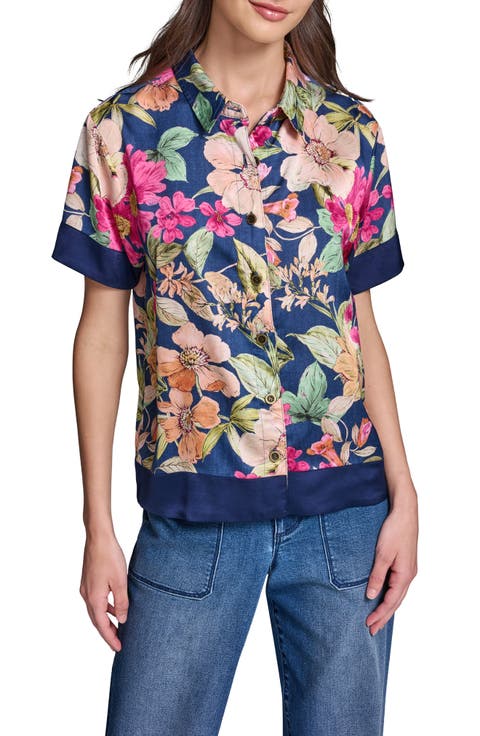 Floral Short Sleeve Button-Up Shirt