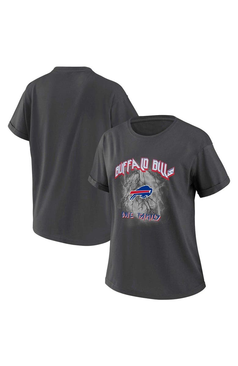 WEAR by Erin Andrews Women's WEAR by Erin Andrews Charcoal Buffalo Bills Boyfriend T-Shirt, Main, color, 