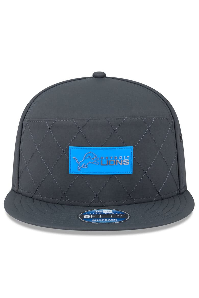 Men's New Era Charcoal Detroit Lions 2025 Sideline Cold Weather Split Panel 9FIFTY Snapback Hat, Alternate, color, Charcoal