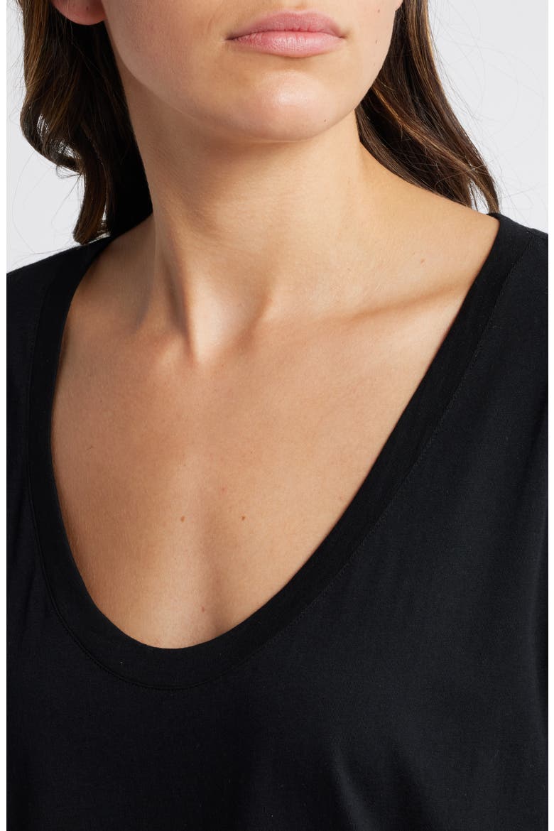 Relaxed Scoop Neck Cotton T-Shirt, Alternate, color, BLACK