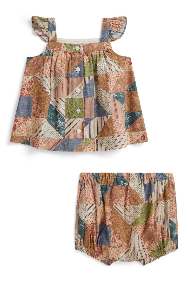 Patchwork Print Cotton Poplin Top & Bloomers Set, Alternate, color, CORTNEY PATCHWORK