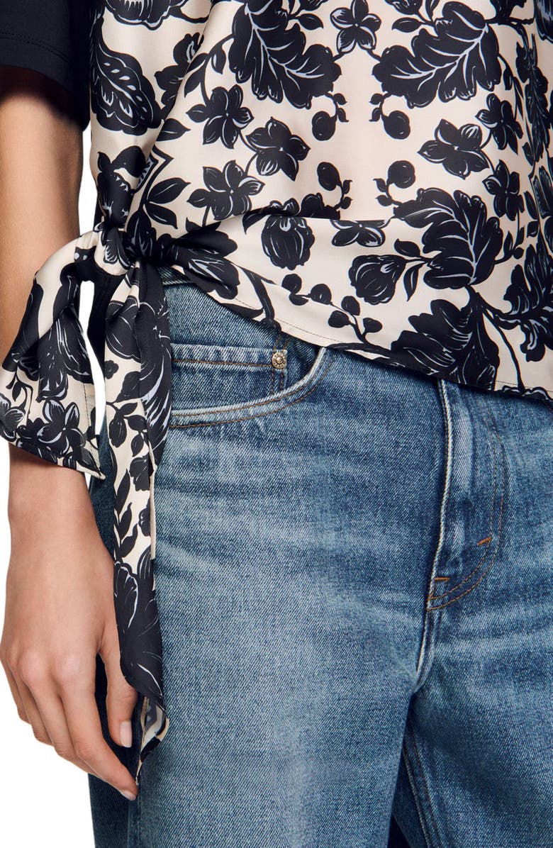 SANDRO Floral motif T-shirt, Alternate, color, 