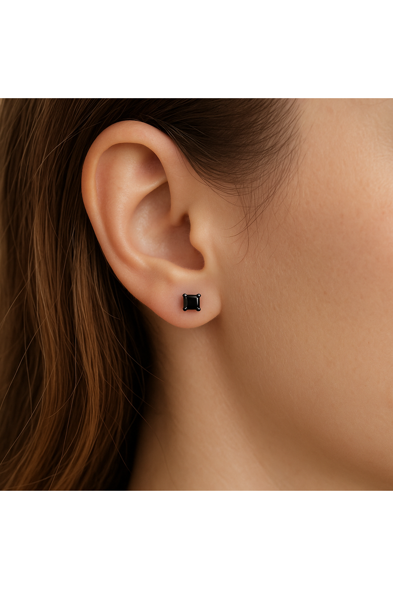 Black On Black Sterling Silver Studs, Alternate, color, Black