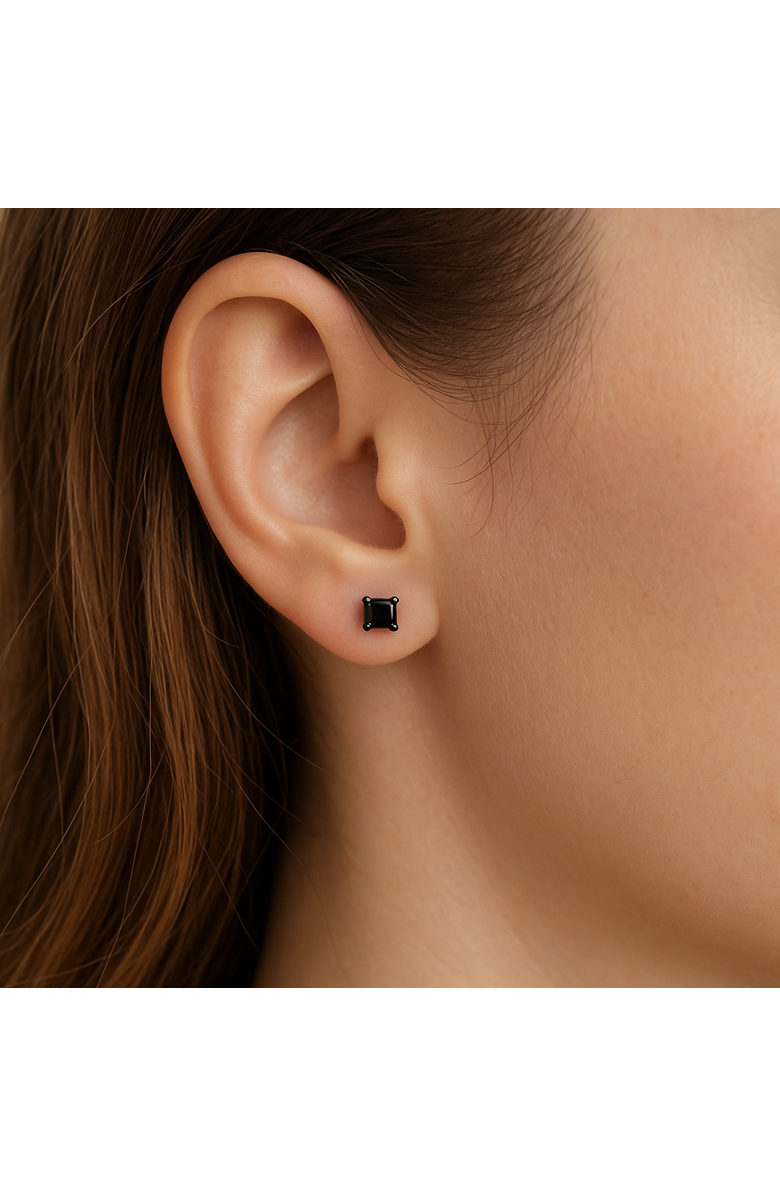 Donatello Gian Black On Black Sterling Silver Studs, Alternate, color, Black