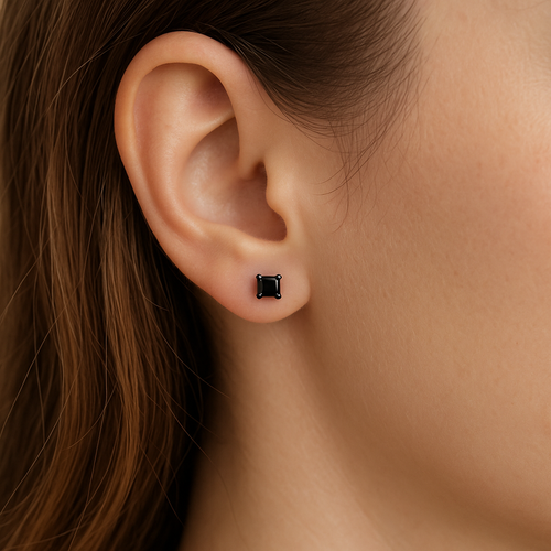 Donatello Gian Black On Black Sterling Silver Studs In Black