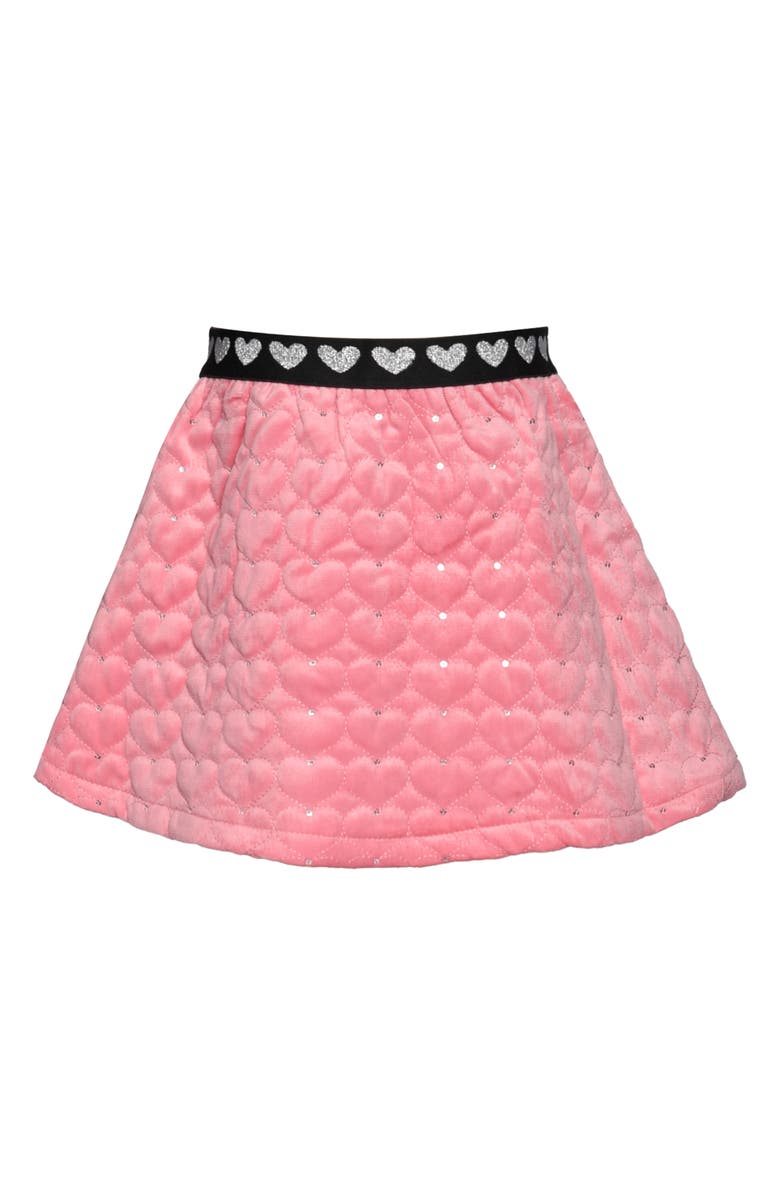 Truly Me Kids' Quilted Rhinestone Heart Skirt, Main, color, Pink