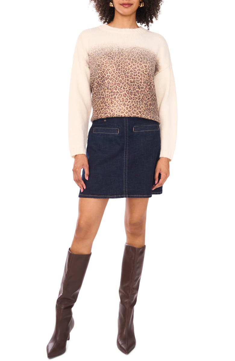 Vince Camuto Leopard Print Sweater, Alternate, color, 
