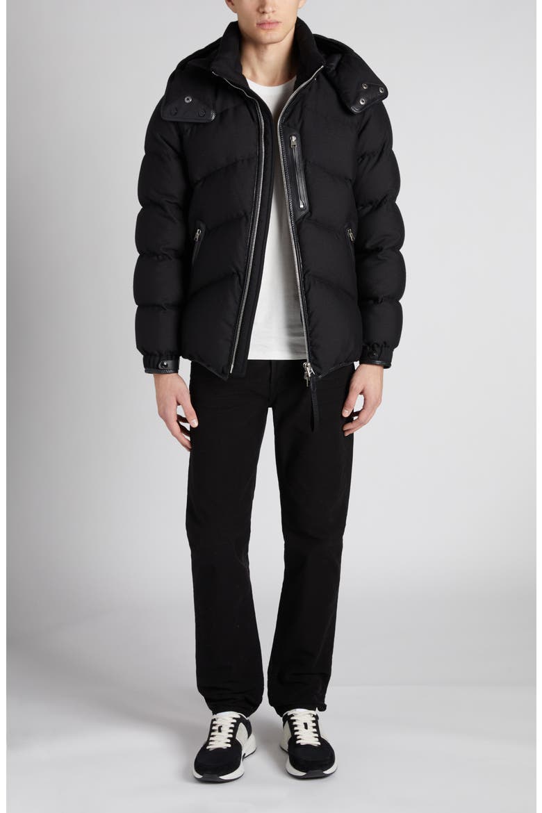 Lightweight Wool & Cashmere Hooded Down Jacket, Alternate, color, BLACK