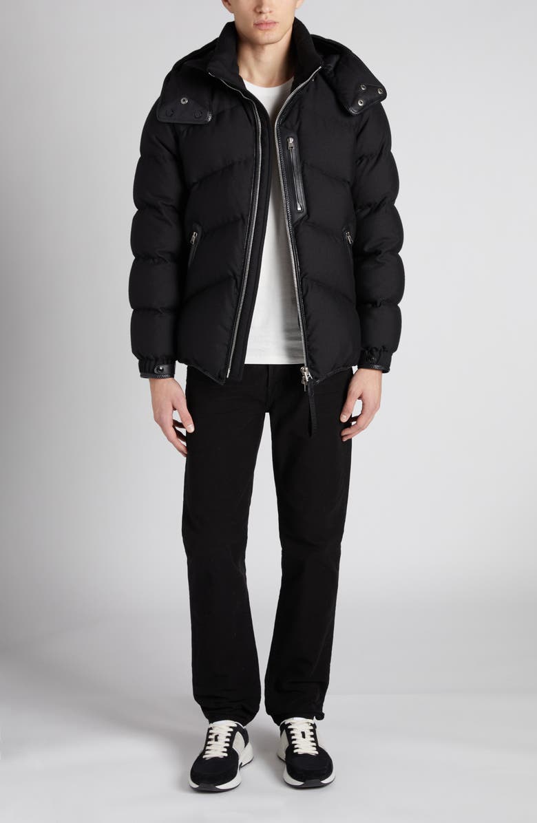 TOM FORD Lightweight Wool & Cashmere Hooded Down Jacket, Alternate, color, Black