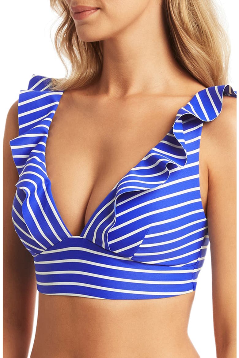 Frill Bikini Top, Alternate, color, COBALT