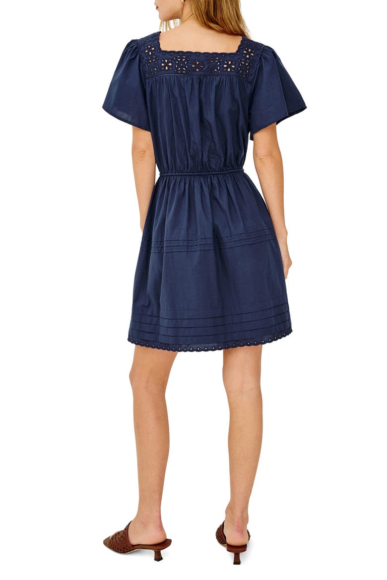 Gale Eyelet Detail Cotton Minidress, Alternate, color, NAVY