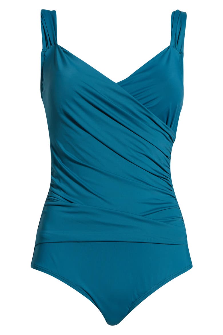 Surplice One-Piece Swimsuit, Alternate, color, DEPTHS