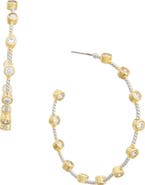 Juvell Bezel Cubic Zirconia Station Hoop Earrings