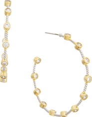 Juvell Bezel Cubic Zirconia Station Hoop Earrings