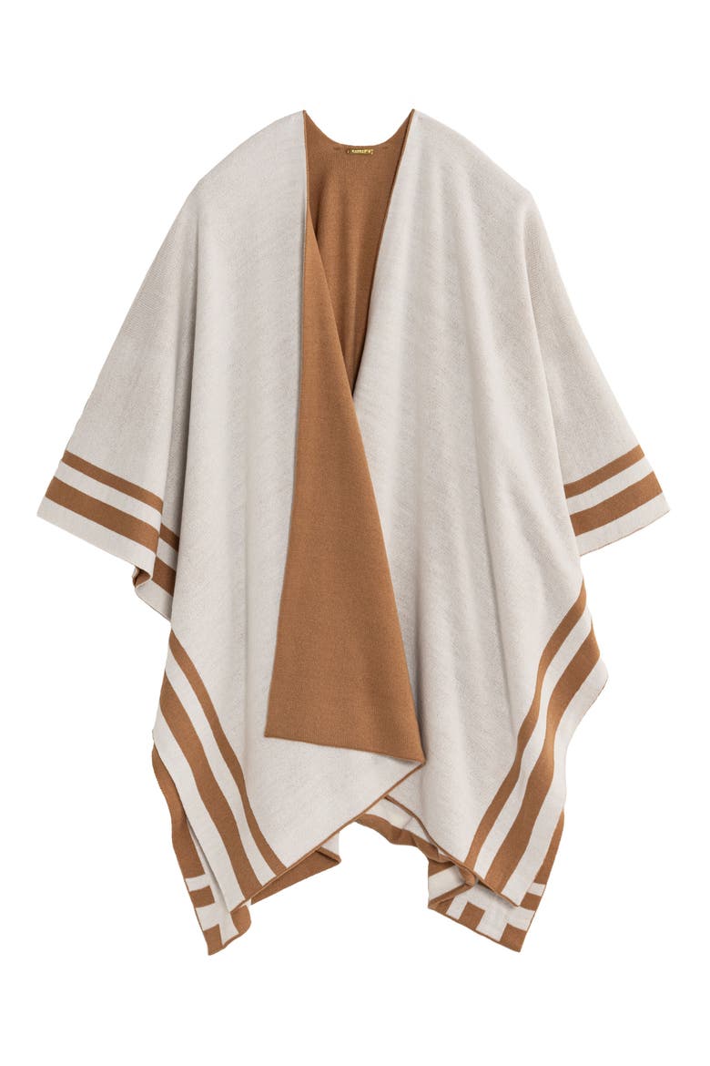 Jet Setter Reversible Knit Poncho, Alternate, color, CAMEL/CREAM