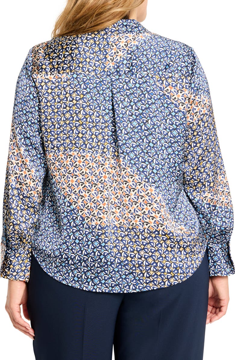 NIC+ZOE Monogram Mix Button-Up Top, Alternate, color, Blue Multi