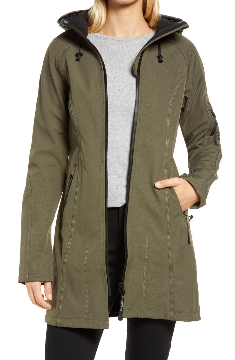 Ilse Jacobsen Regular Fit Hooded Raincoat, Main, color, Army