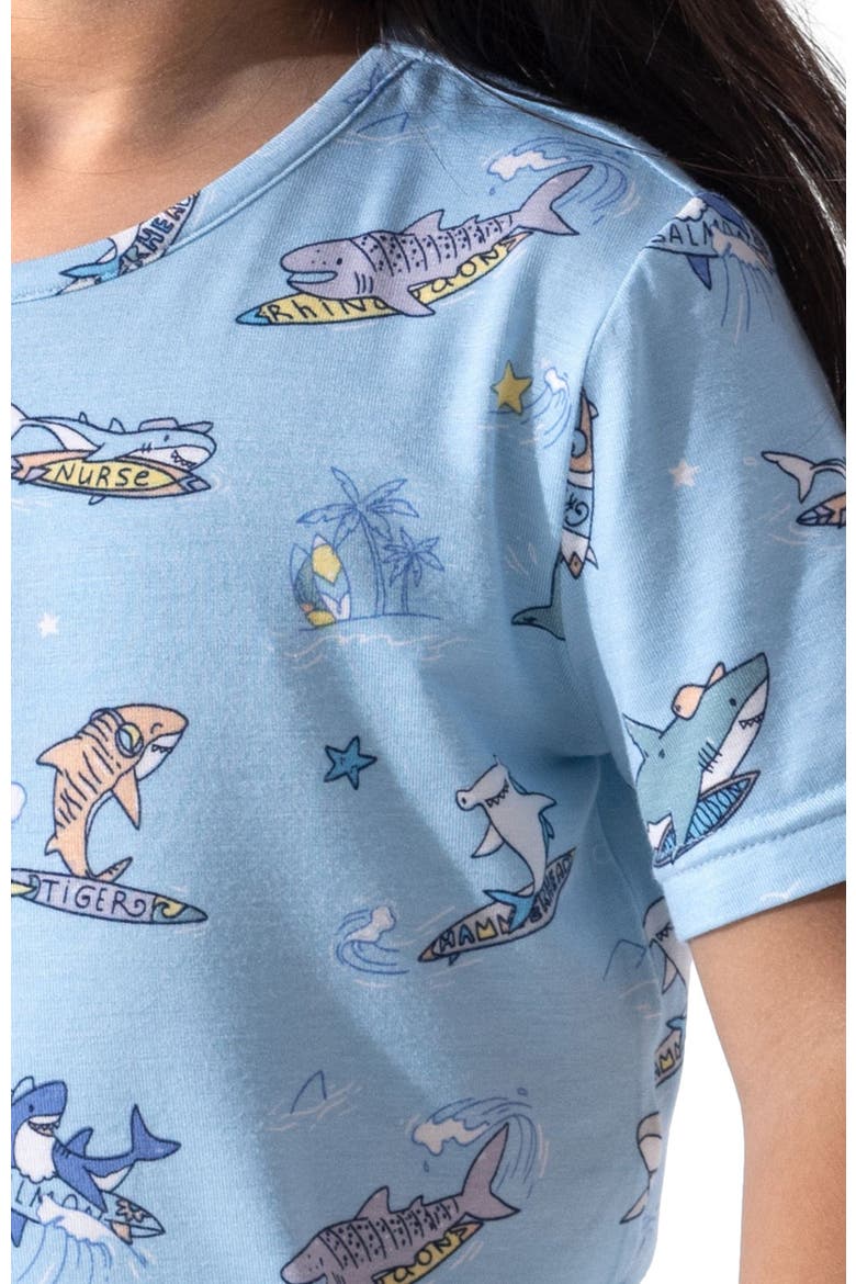 Shark School Kids 2-Piece Short Sleeve & Shorts Pajama Set, Alternate, color, Shark School