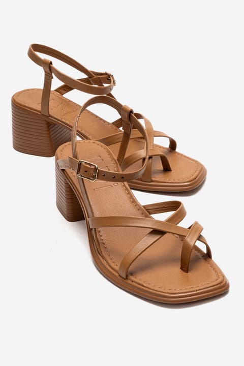 Lavish Leather Block Heel Sandal (Women)