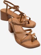 Forever & Always Shoes Lavish Leather Block Heel Sandal