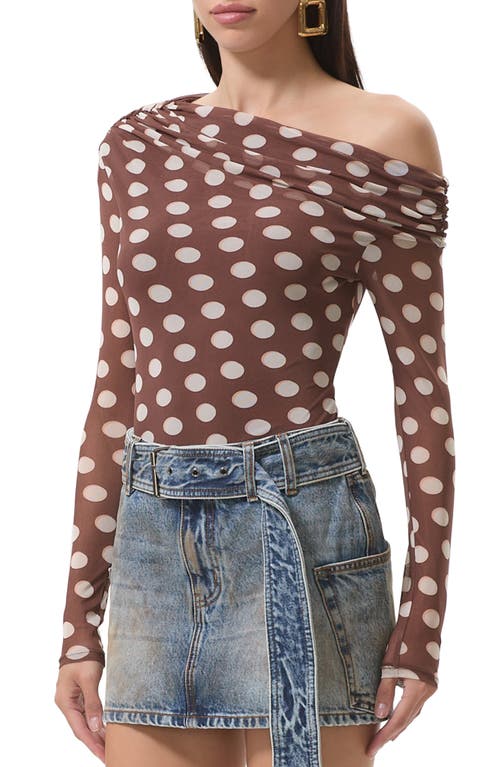Afrm Barry One-shoulder Mesh Top In Brown