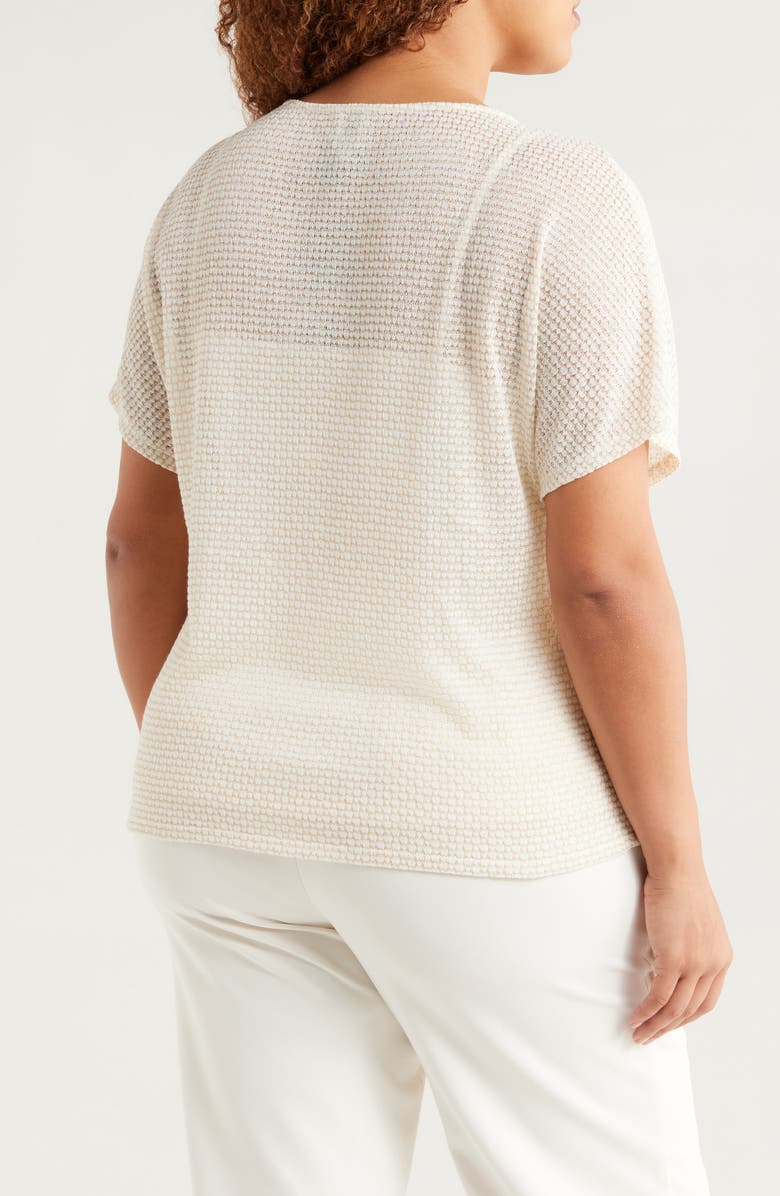 Anne Klein Metallic Stitch Boat Neck Top, Alternate, color,