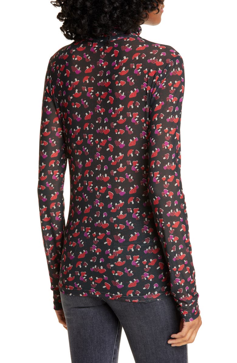 STAUD Helvin Mushroom Print Turtleneck Top, Alternate, color, 