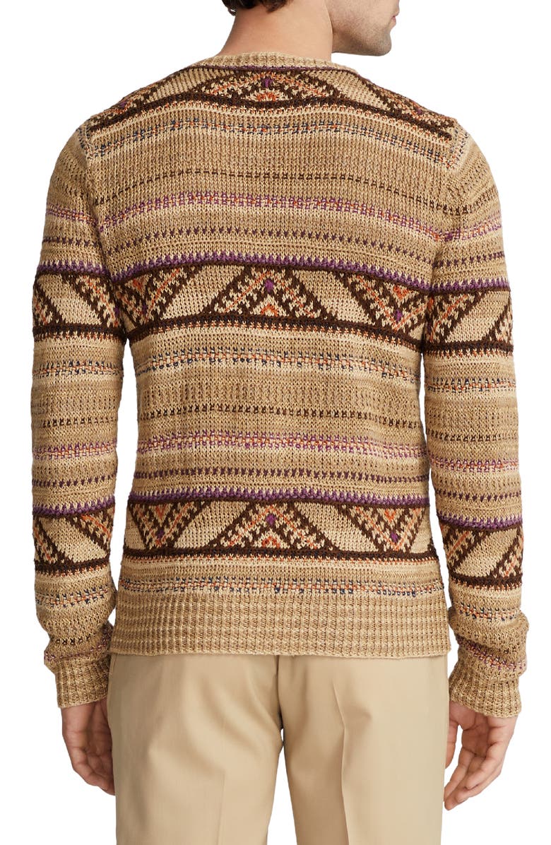 Ralph Lauren Purple Label Geometric Stripe Linen & Silk Sweater, Alternate, color,