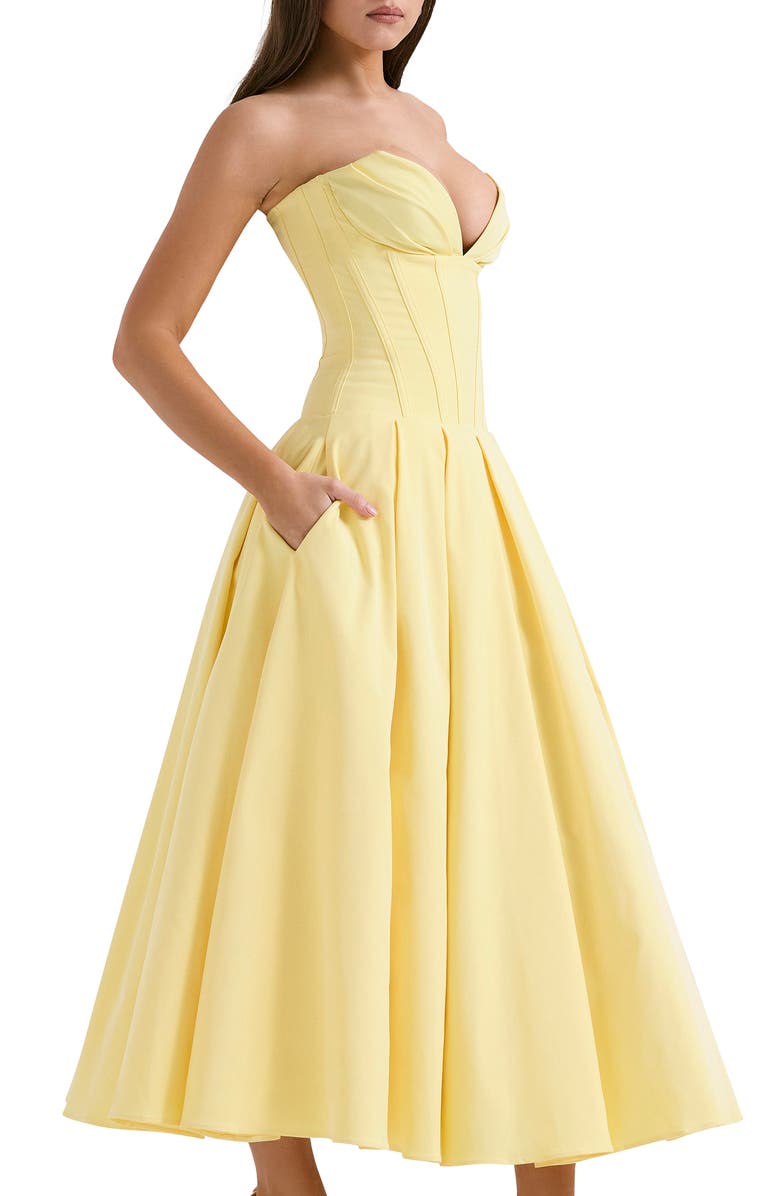 HOUSE OF CB Lady E Strapless Corset Gown, Alternate, color, Sunshine