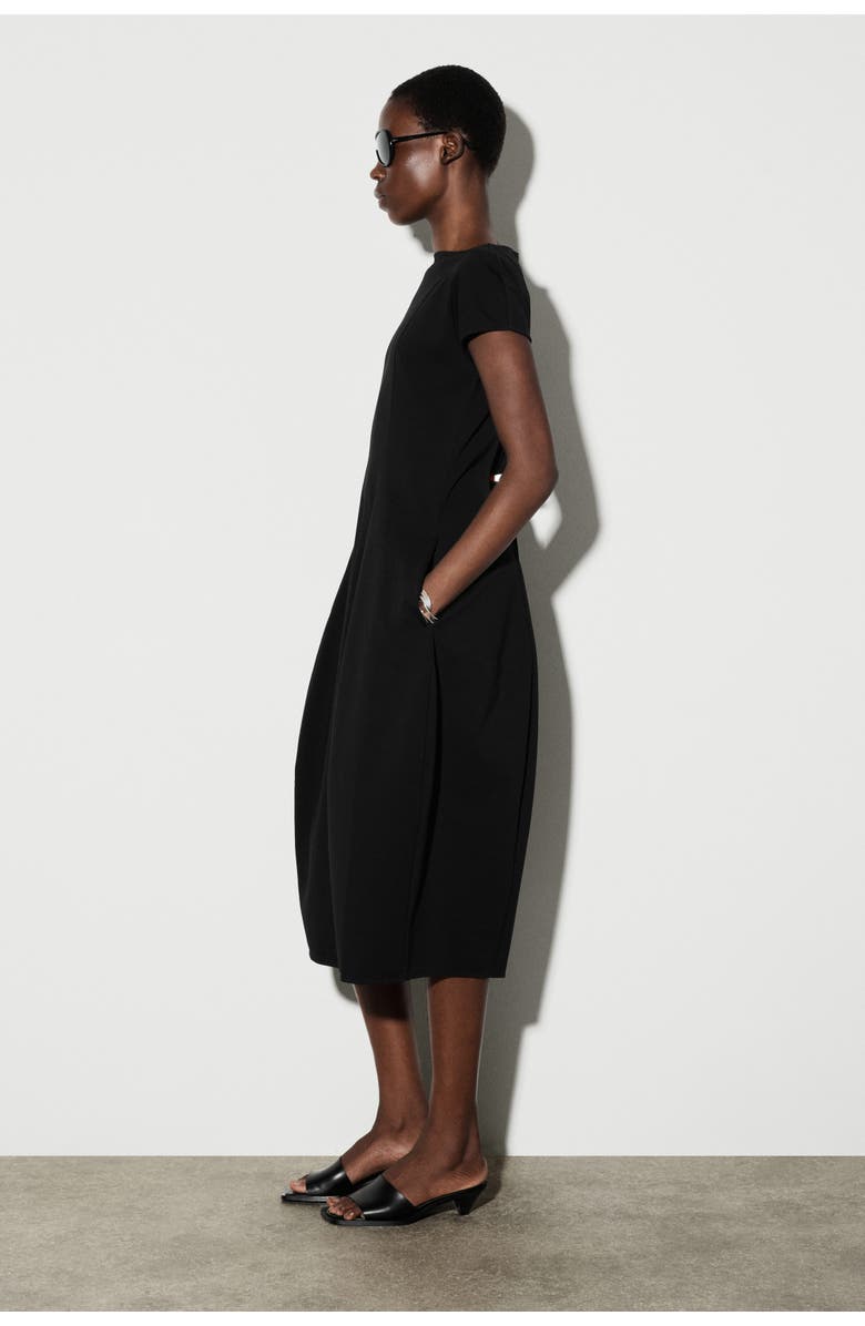 COS Sculptural Jersey Midi Dress, Alternate, color, Black