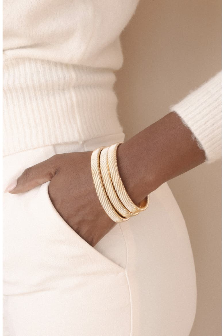 Set of 3 Stretch Flex Cuffs, Alternate, color, GOLD