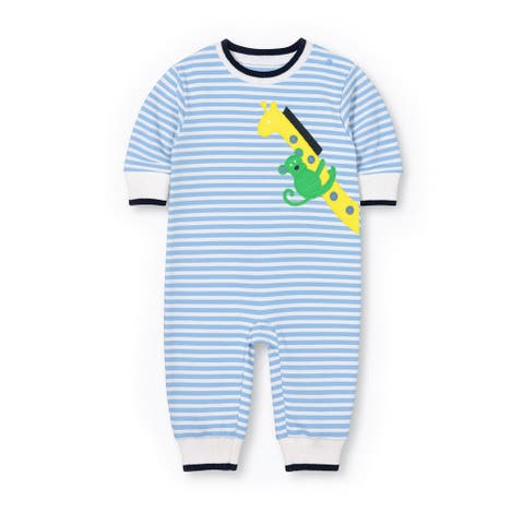 Stripe Knit Longall With Giraffe And Monkey (Baby)