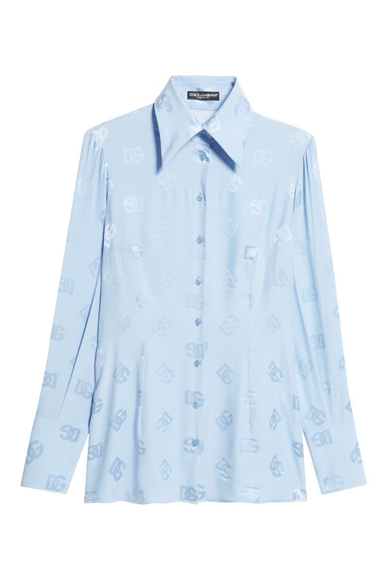 Logo Jacquard Silk Button-Up Shirt, Alternate, color, F3981 GLICINE VIOLA CHIARI