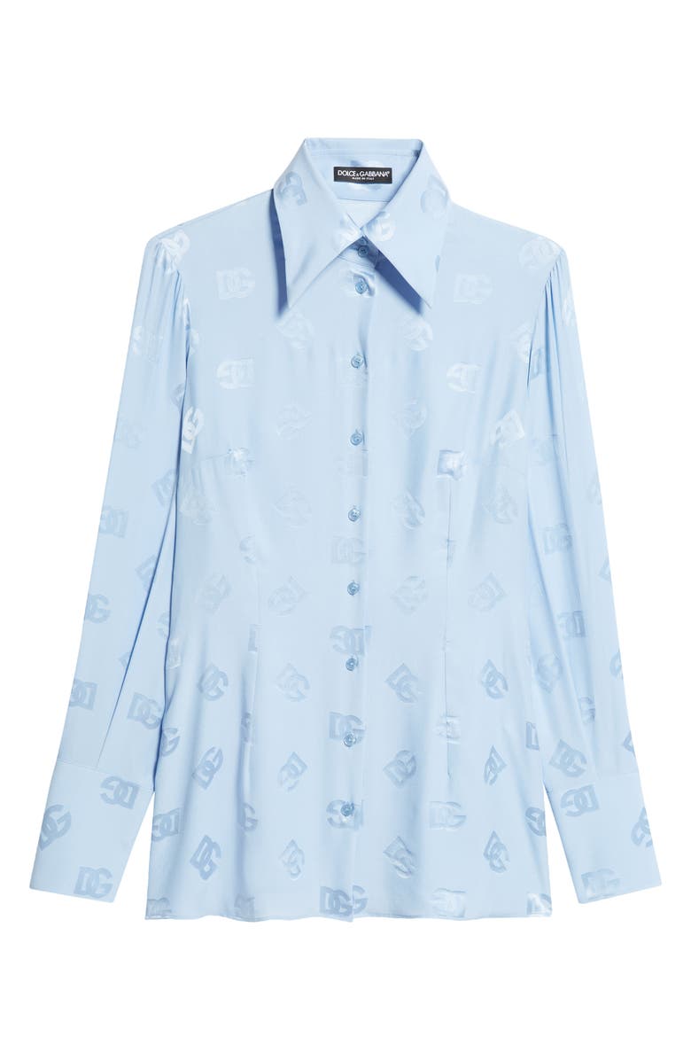 Dolce&Gabbana Logo Jacquard Silk Button-Up Shirt, Alternate, color, F3981 Glicine Viola Chiari