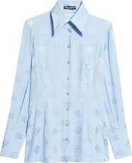 Dolce&Gabbana Logo Jacquard Silk Button-Up Shirt