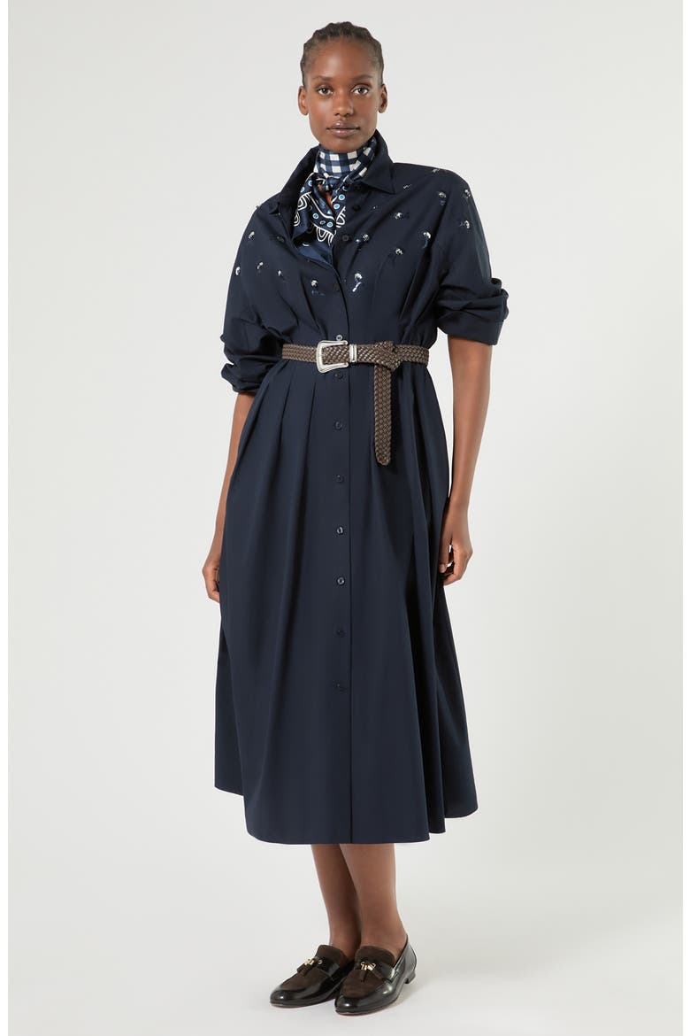 Sante Embroidered Cotton Shirtdress, Alternate, color, ULTRAMARINE