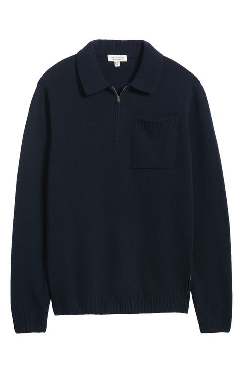Lambswool Quarter Zip Polo Sweater