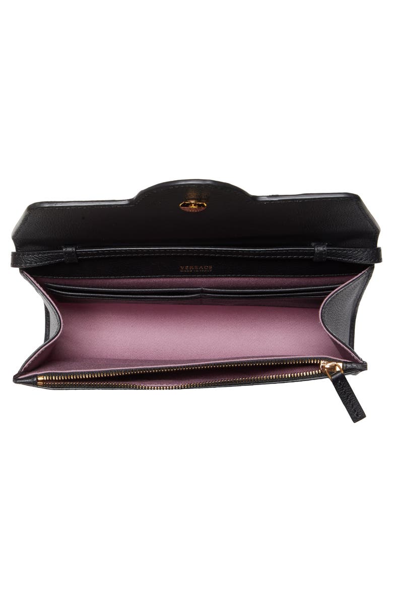 Versace La Medusa Leather Wallet on a Strap, Alternate, color,