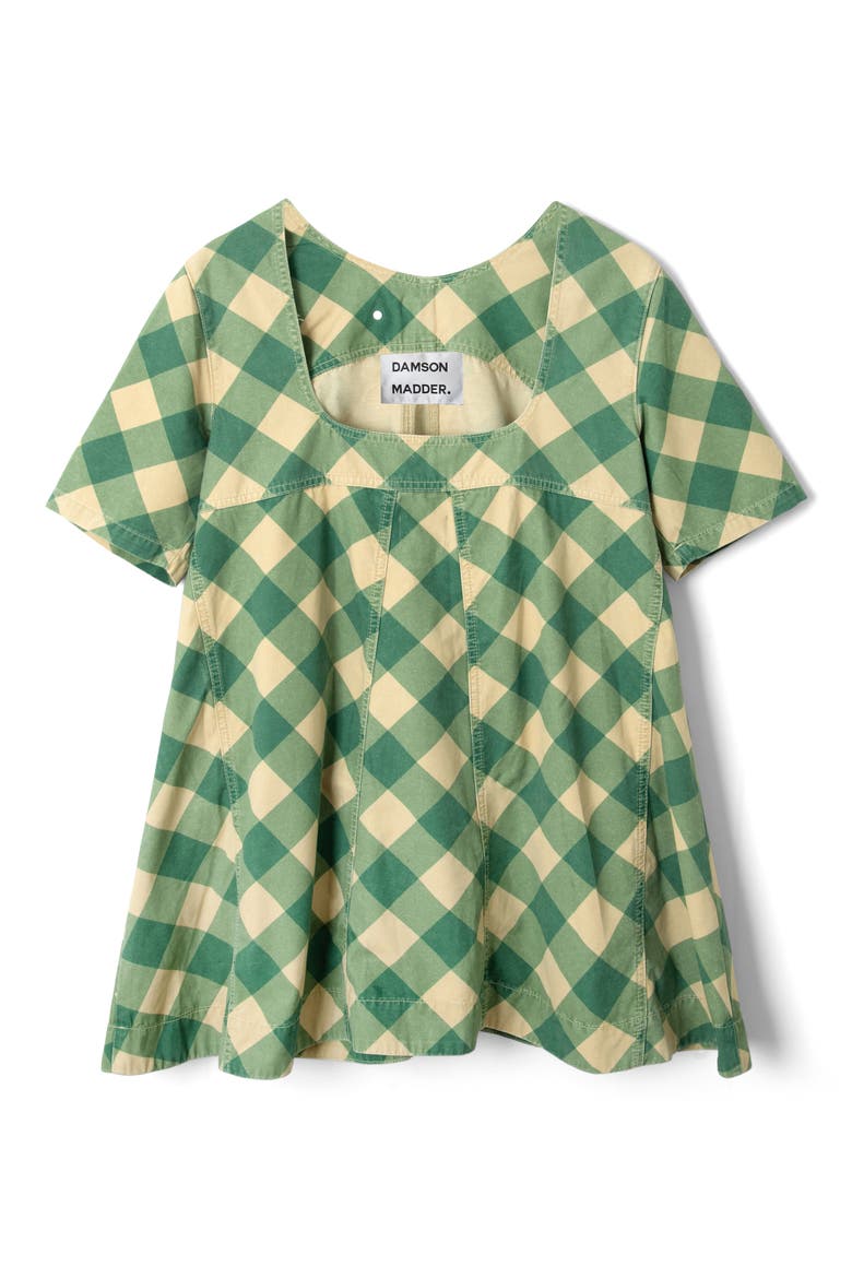 Bridget Plaid Organic Cotton Minidress, Alternate, color, GREEN MULTI