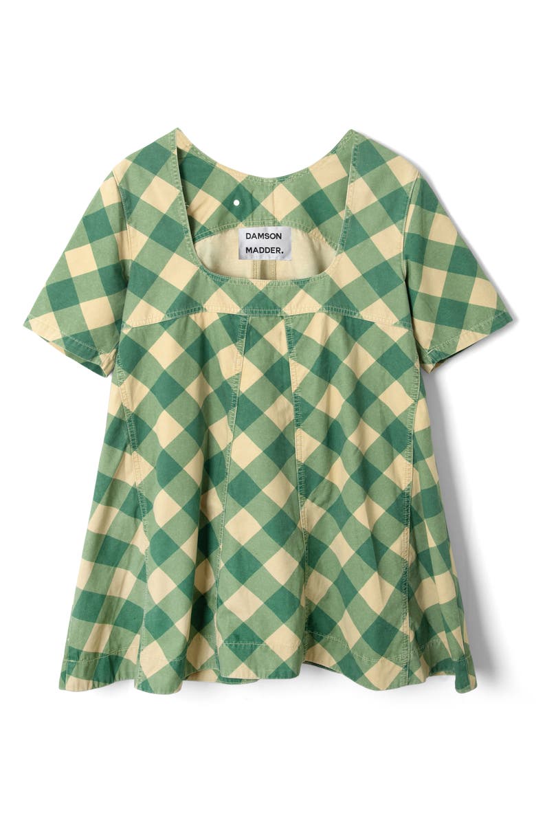 Damson Madder Bridget Plaid Organic Cotton Minidress, Main, color, Green Multi
