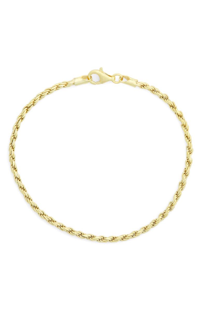 FZN Sterling Silver Rope Chain Bracelet, Main, color, Yellow