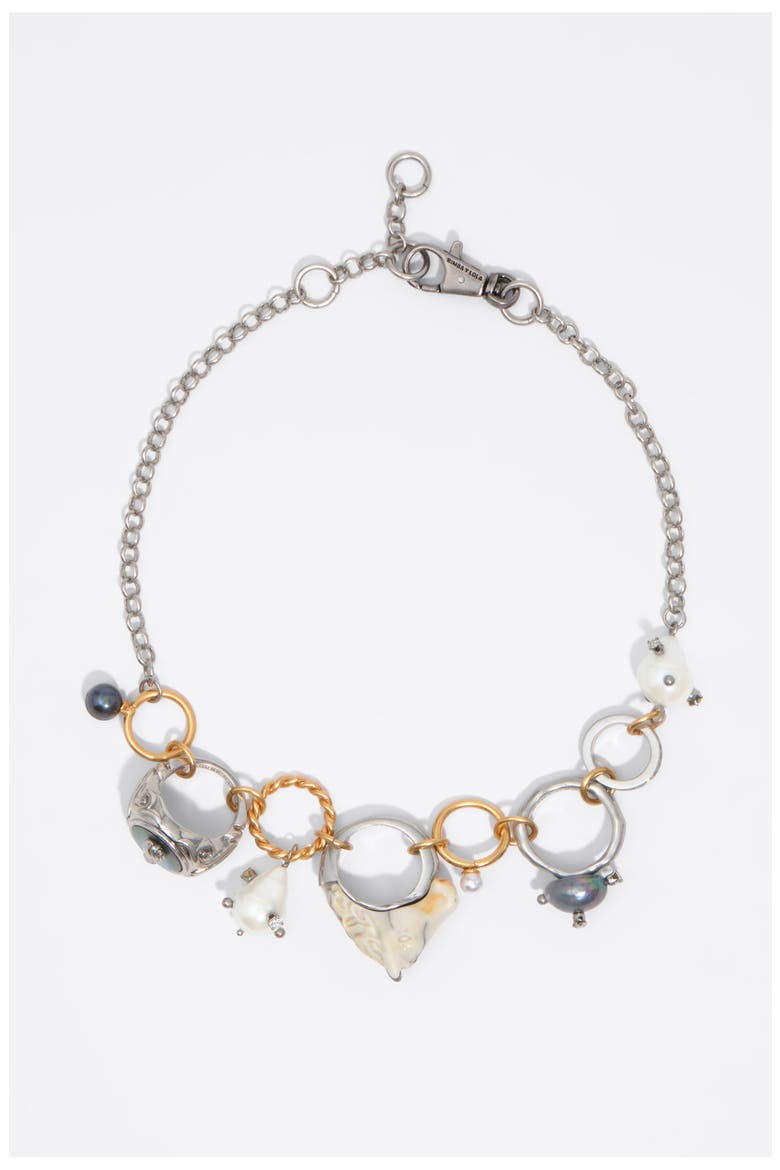 Chain Necklace with Horse Rings, Main, color, DARK SILVER