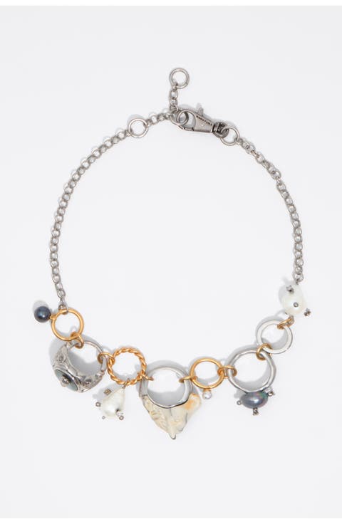 Chain Necklace with Horse Rings