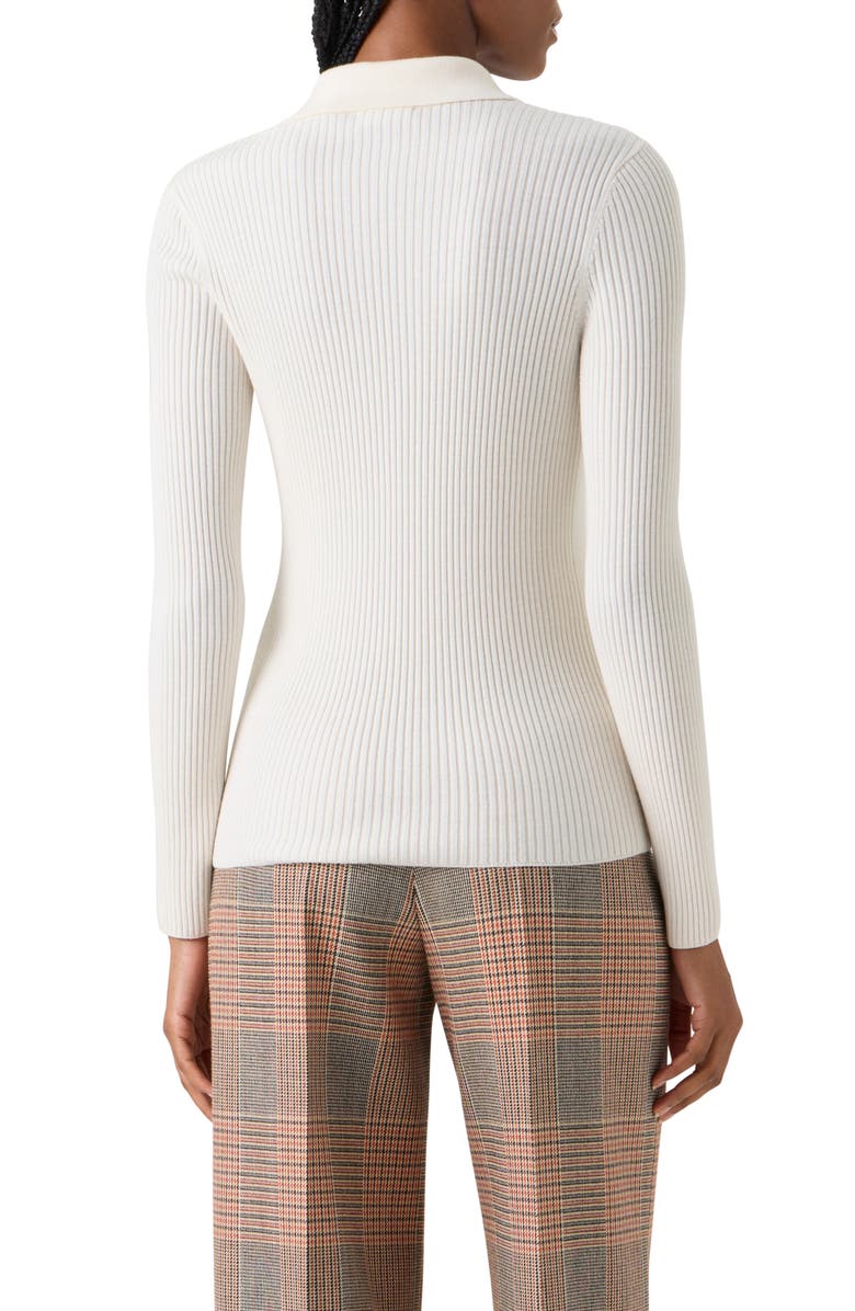 Akris punto Fitted Merino Wool Rib Cardigan, Alternate, color, Cream