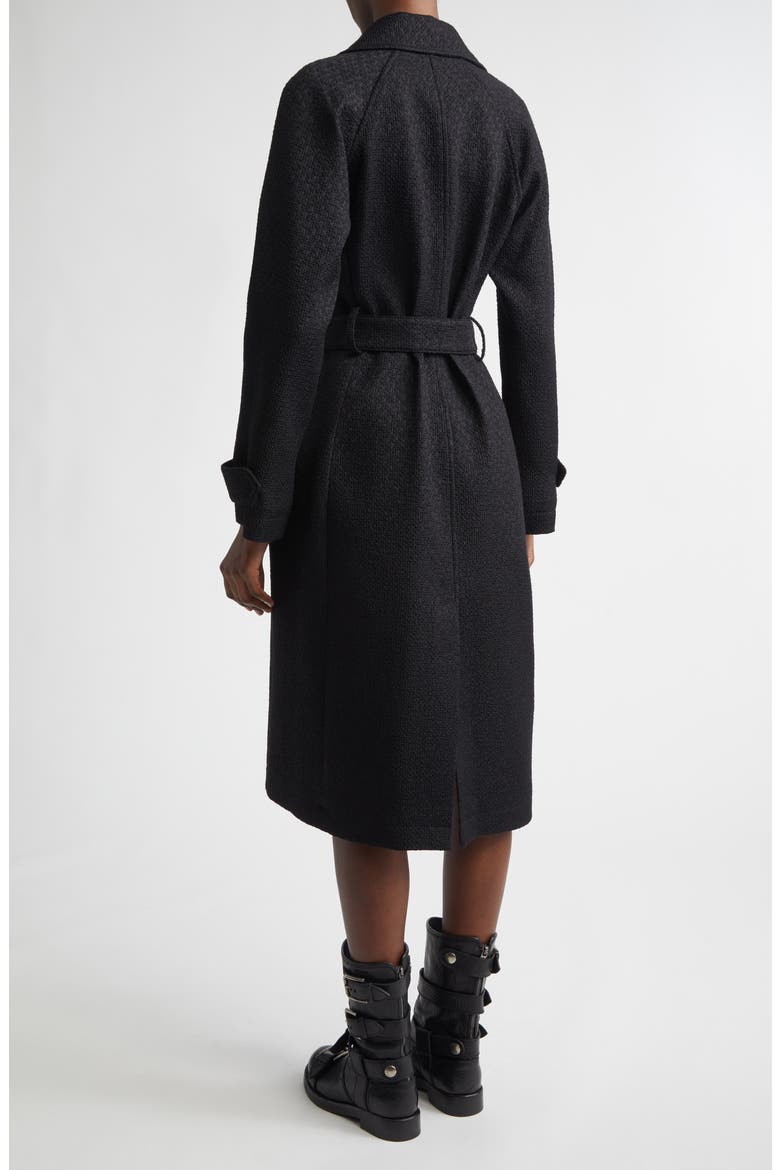 Belted Tweed Trench Coat, Alternate, color, N0000 NERO