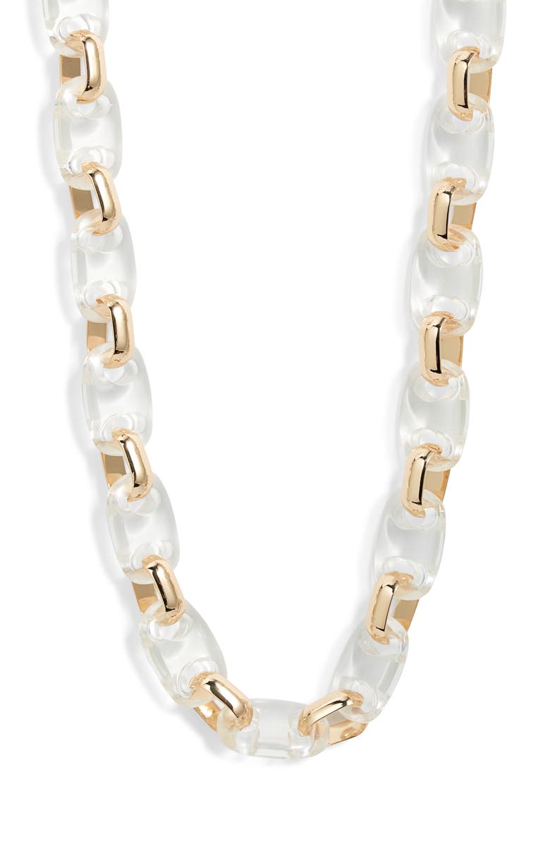 Open Edit Mariner Resin Link Collar Necklace, Main, color, Clear- Gold