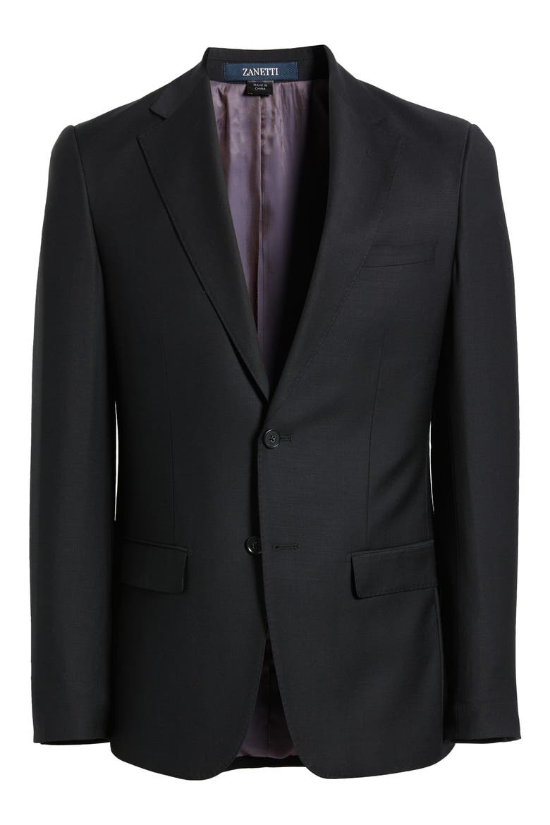 Matteo Slim Fit Black Wool Sport Coat, Alternate, color, BLACK