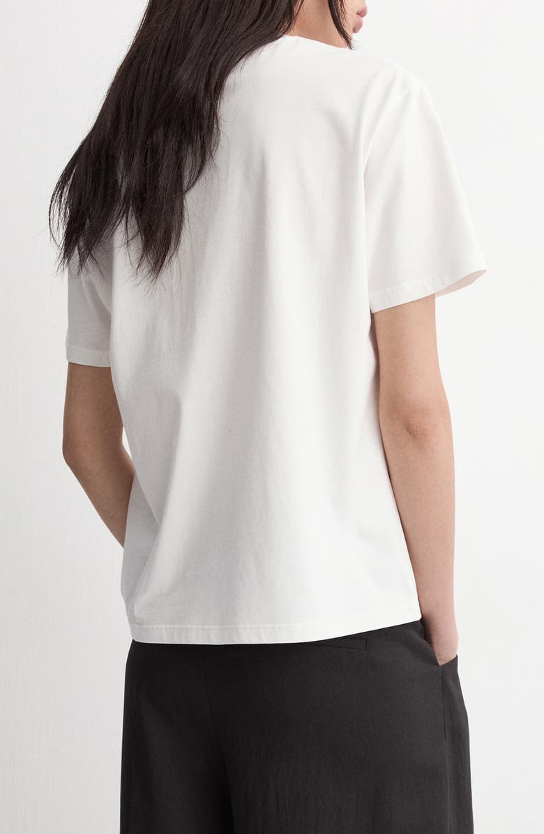 MANGO Floral Embroidered Cotton T-Shirt, Alternate, color, Off White